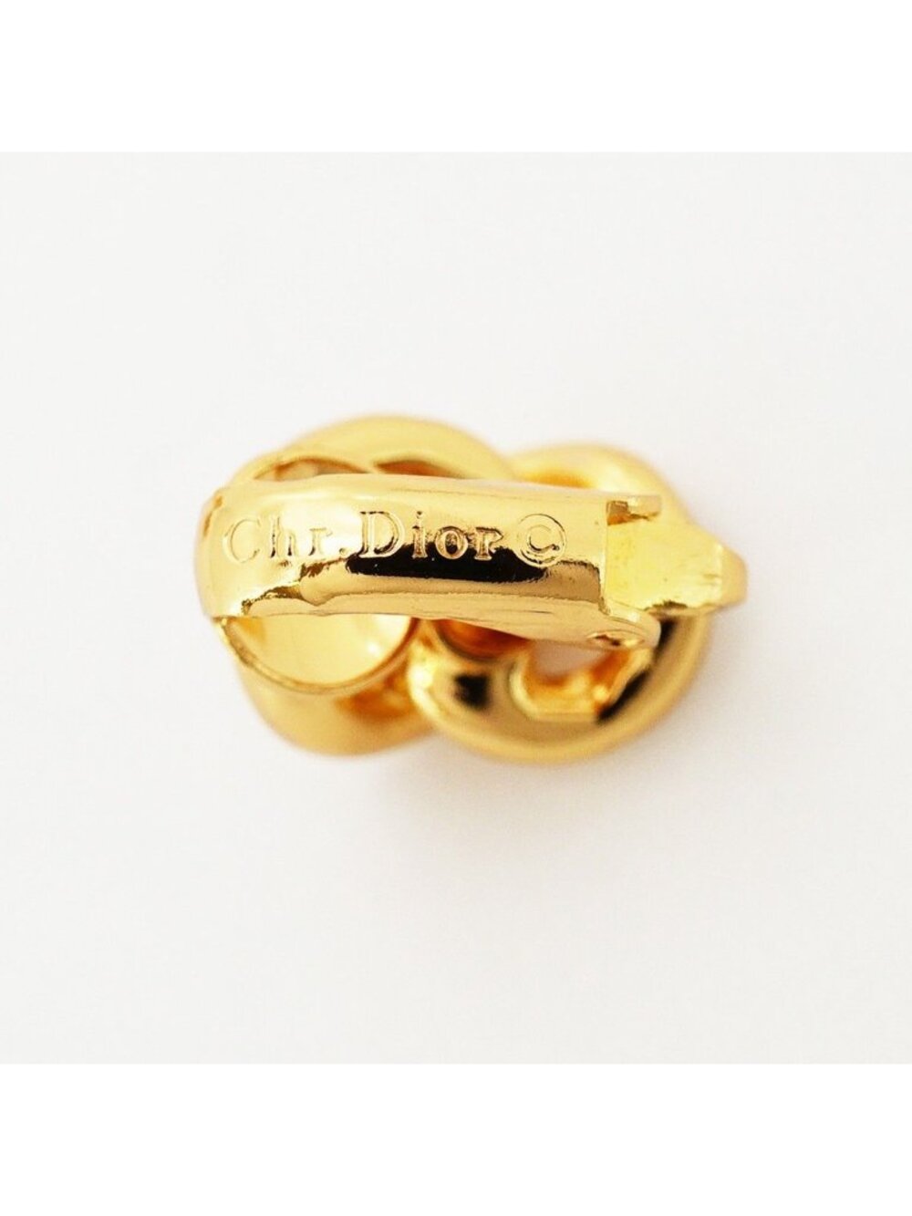 Dior Earrings Gold Plated Line Stone - Picture 4 of 6